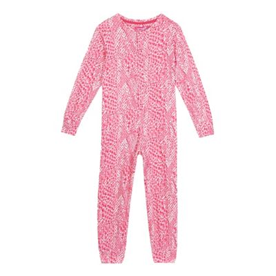 Pineapple Girls' pink leopard print all-in-one